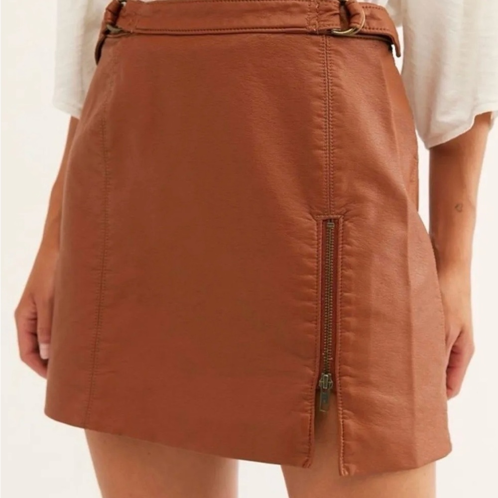 NWT Brown Leather Mini Skirt